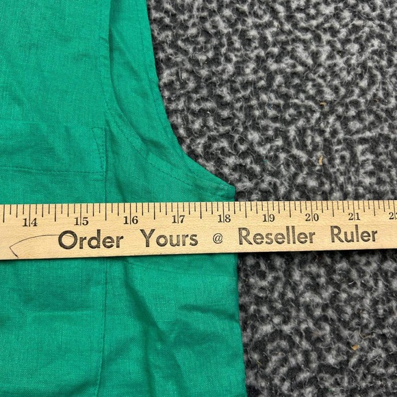 Chicos Women 0 Green Sleeveless 100% Linen Button Up Shirt Dress Pocket Mini - Picture 5 of 8